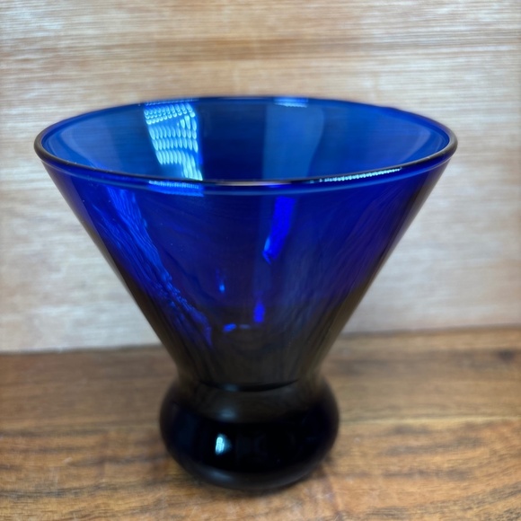 Cobalt Blue 4” Lowball Stemless Cocktail Martini Glass Party Fancy Cup - Picture 1 of 4